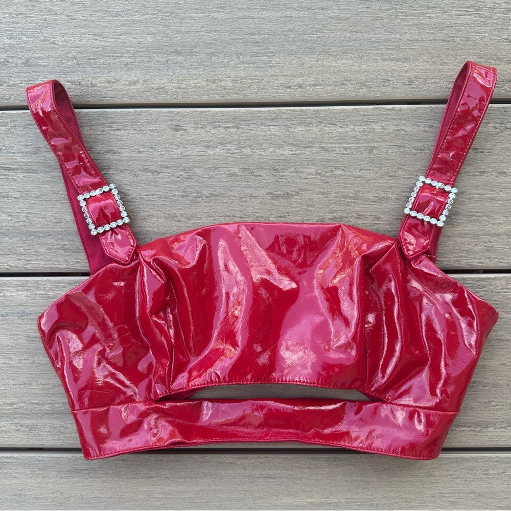 Pleather Red Crop Top